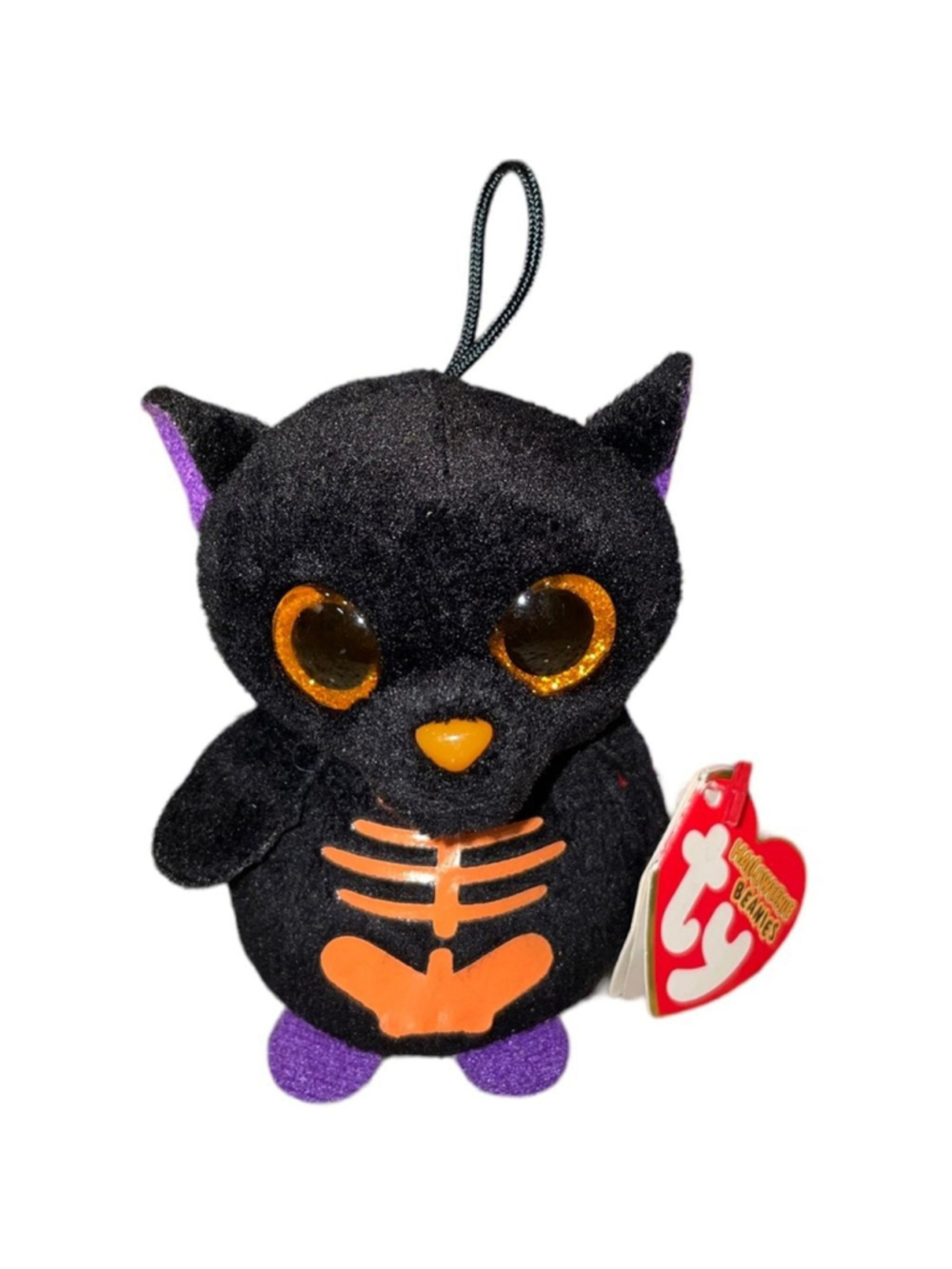 Ty Halloweenie Beanie Scaredy Cat with Tags Plush Stiffed Animal Black Orange 3”
